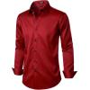 imageMens Stretch Wrinkle Free Dress Shirts Formal Wedding Prom Long Sleeve Button Down ShirtRed