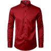 imageMens Stretch Wrinkle Free Dress Shirts Formal Wedding Prom Long Sleeve Button Down ShirtRed