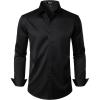 imageMens Stretch Wrinkle Free Dress Shirts Formal Wedding Prom Long Sleeve Button Down ShirtBlack
