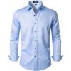 imageMens Stretch Wrinkle Free Dress Shirts Formal Wedding Prom Long Sleeve Button Down ShirtBlue