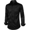 imageMens Stretch Slim Fit Dress Shirts Formal Wedding Prom Business Long Sleeve Button Down Shirt with PocketBlack