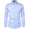 imageMens Stretch Slim Fit Dress Shirts Formal Wedding Prom Business Long Sleeve Button Down Shirt with PocketBlue