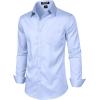 imageMens Stretch Slim Fit Dress Shirts Formal Wedding Prom Business Long Sleeve Button Down Shirt with PocketBlue