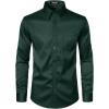 imageMens Stretch Slim Fit Dress Shirts Formal Wedding Prom Business Long Sleeve Button Down Shirt with PocketDark Green