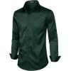 imageMens Stretch Slim Fit Dress Shirts Formal Wedding Prom Business Long Sleeve Button Down Shirt with PocketDark Green