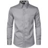 imageMens Stretch Slim Fit Dress Shirts Formal Wedding Prom Business Long Sleeve Button Down Shirt with PocketGrey