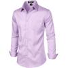 imageMens Stretch Slim Fit Dress Shirts Formal Wedding Prom Business Long Sleeve Button Down Shirt with PocketLavender Purple