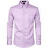 imageMens Stretch Slim Fit Dress Shirts Formal Wedding Prom Business Long Sleeve Button Down Shirt with PocketLavender Purple