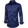 imageMens Stretch Slim Fit Dress Shirts Formal Wedding Prom Business Long Sleeve Button Down Shirt with PocketNavy Blue