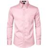 imageMens Stretch Slim Fit Dress Shirts Formal Wedding Prom Business Long Sleeve Button Down Shirt with PocketPink
