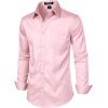 imageMens Stretch Slim Fit Dress Shirts Formal Wedding Prom Business Long Sleeve Button Down Shirt with PocketPink
