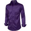 imageMens Stretch Slim Fit Dress Shirts Formal Wedding Prom Business Long Sleeve Button Down Shirt with PocketPurple