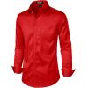 imageMens Stretch Slim Fit Dress Shirts Formal Wedding Prom Business Long Sleeve Button Down Shirt with PocketRed