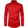 imageMens Stretch Slim Fit Dress Shirts Formal Wedding Prom Business Long Sleeve Button Down Shirt with PocketRed