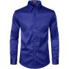 imageMens Stretch Slim Fit Dress Shirts Formal Wedding Prom Business Long Sleeve Button Down Shirt with PocketRoyal Blue