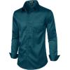 imageMens Stretch Slim Fit Dress Shirts Formal Wedding Prom Business Long Sleeve Button Down Shirt with PocketTeal