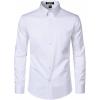 imageMens Stretch Slim Fit Dress Shirts Formal Wedding Prom Business Long Sleeve Button Down Shirt with PocketWhite