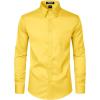 imageMens Stretch Slim Fit Dress Shirts Formal Wedding Prom Business Long Sleeve Button Down Shirt with PocketYellow