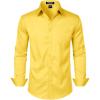 imageMens Stretch Slim Fit Dress Shirts Formal Wedding Prom Business Long Sleeve Button Down Shirt with PocketYellow