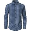 imageMens Transitional Weather Slim Fit Long Sleeve Button Down Shirt Business Casual Dress Shirts with PocketBlue Black Gingham