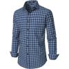 imageMens Transitional Weather Slim Fit Long Sleeve Button Down Shirt Business Casual Dress Shirts with PocketBlue Black Gingham