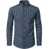 imageMens Transitional Weather Slim Fit Long Sleeve Button Down Shirt Business Casual Dress Shirts with PocketBlue White Gingham