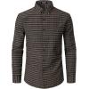 imageMens Transitional Weather Slim Fit Long Sleeve Button Down Shirt Business Casual Dress Shirts with PocketBrown Gingham