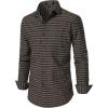 imageMens Transitional Weather Slim Fit Long Sleeve Button Down Shirt Business Casual Dress Shirts with PocketBrown Gingham