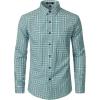 imageMens Transitional Weather Slim Fit Long Sleeve Button Down Shirt Business Casual Dress Shirts with PocketGreen Gingham