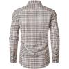 imageMens Transitional Weather Slim Fit Long Sleeve Button Down Shirt Business Casual Dress Shirts with PocketKhaki White Gingham