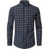 imageMens Transitional Weather Slim Fit Long Sleeve Button Down Shirt Business Casual Dress Shirts with PocketNavy Beige Gingham