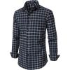 imageMens Transitional Weather Slim Fit Long Sleeve Button Down Shirt Business Casual Dress Shirts with PocketNavy Beige Gingham