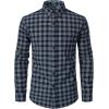 imageMens Transitional Weather Slim Fit Long Sleeve Button Down Shirt Business Casual Dress Shirts with PocketNavy White