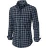 imageMens Transitional Weather Slim Fit Long Sleeve Button Down Shirt Business Casual Dress Shirts with PocketNavy White