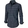 imageMens Transitional Weather Slim Fit Long Sleeve Button Down Shirt Business Casual Dress Shirts with PocketNavy White Gingham