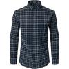 imageMens Transitional Weather Slim Fit Long Sleeve Button Down Shirt Business Casual Dress Shirts with PocketNavy White Gingham