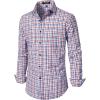 imageMens Transitional Weather Slim Fit Long Sleeve Button Down Shirt Business Casual Dress Shirts with PocketRed Blue Gingham
