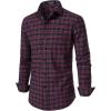 imageMens Transitional Weather Slim Fit Long Sleeve Button Down Shirt Business Casual Dress Shirts with PocketRed Navy Gingham