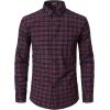 imageMens Transitional Weather Slim Fit Long Sleeve Button Down Shirt Business Casual Dress Shirts with PocketRed Navy Gingham