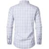 imageMens Transitional Weather Slim Fit Long Sleeve Button Down Shirt Business Casual Dress Shirts with PocketWhite Grey Gingham