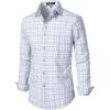 imageMens Transitional Weather Slim Fit Long Sleeve Button Down Shirt Business Casual Dress Shirts with PocketWhite Grey Gingham