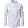 imageMens Transitional Weather Slim Fit Long Sleeve Button Down Shirt Business Casual Dress Shirts with PocketWhite Grey Gingham