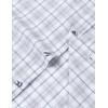 imageMens Transitional Weather Slim Fit Long Sleeve Button Down Shirt Business Casual Dress Shirts with PocketWhite Grey Gingham