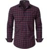 imageMens Transitional Weather Slim Fit Long Sleeve Button Down Shirt Business Casual Dress Shirts with PocketRed Navy Gingham