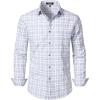 imageMens Transitional Weather Slim Fit Long Sleeve Button Down Shirt Business Casual Dress Shirts with PocketWhite Grey Gingham