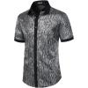 imageMens Shiny Metallic Sequin Stretchy Short Sleeve Button Down Shirts for 70s Disco Party HalloweenBlack Silver