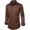 imageMens Stretch MultiUse Long Sleeve Dress Shirts Party Prom Wedding Shirts with Slight SheenBrown