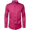 imageMens Stretch MultiUse Long Sleeve Dress Shirts Party Prom Wedding Shirts with Slight SheenHot Pink