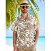 imageMens Summer Textured Cuban Collar Hawaiian Shirts Casual Vacation Short Sleeve Button Up Shirt with PocketKhaki