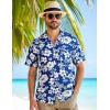 imageMens Summer Textured Cuban Collar Hawaiian Shirts Casual Vacation Short Sleeve Button Up Shirt with PocketRoyal Blue
